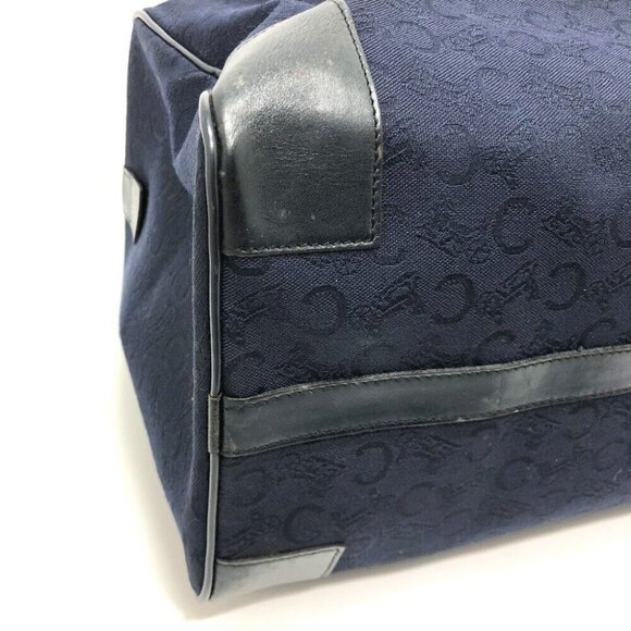 CELINE C Macadam Carriage vintage Hand Bag Duffle Bag Canvas/Leather Navy - Picture 7 of 11